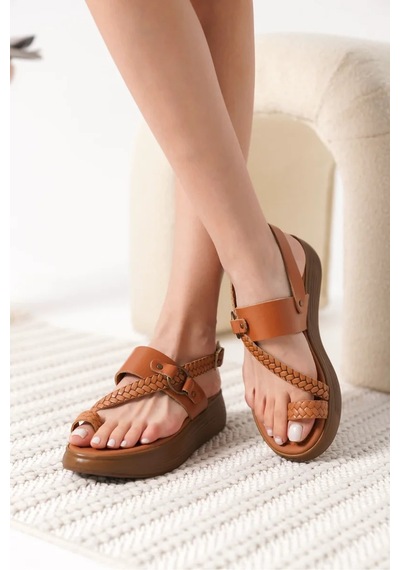 Trendella Taba Hakiki Deri Sandalet Tr31my64c Siyah