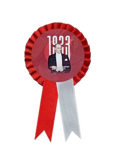 1923 Atatürk Desenli Yaka Rozeti Kurdelalı Kokart- 1 Adet Diğer