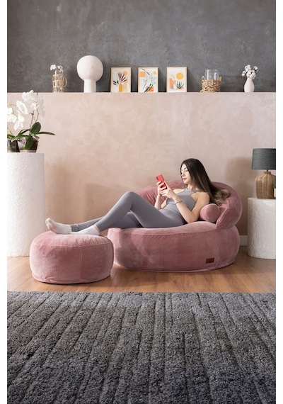Good Night New Felix Lüx Armut Koltuk & Puf & Uzanma Koltuğu & Berjer Gül Kurusu Pembe