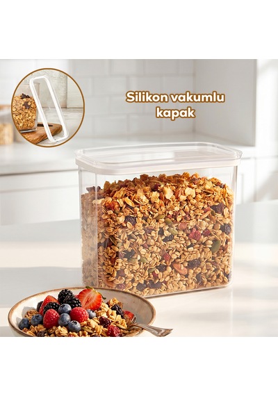 Porsima 421 3lü Sızdırmaz Yiyecek Erzak Saklama Kabı Seti - 2200ml Şeffaf