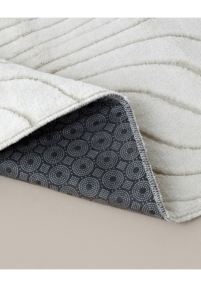 Curveline Kaydırmaz Taban Banyo Paspası Seti 60x80 Cm + 40x60 Cm Bej