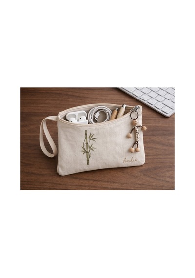 Makyaj Çantası Organizer 15 20 Cm Fermuarlı Ham Bez Çok Amaçlı Çanta Ekru - 834126606 Ekru - 834126606