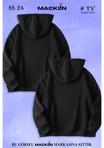 Macklin Sevgili Çift Kombin Mordecai Ve Margaret Baskılı Özel Tasarım Kapüşonlu Sweatshirt 2li Set Takım Siyah Mck0979 Siyah