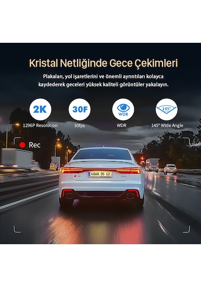 Kawa D5 Gen2 2k 1296p Wifi 145 Geniş Açı Lens Gece Görüşlü 32gb Hafıza Kartlı Akıllı Araç Kamerası
