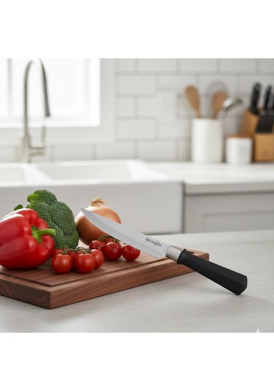 Lazoğlu Kasap Bıçağı 29 Cm / 4 Cm Genişlikte Paslanmaz Çelik Şef Bıçağı / Ergonomik Ahşap Saplı Doğrama B Diğer