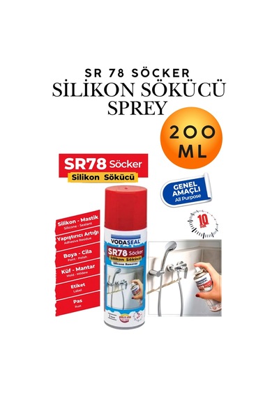 Silikon Sökücü Sprey 200 Ml - Derz, Etiket, Yapışkan, Conta Leke Ve Kalıntı Temizleyici Sprey - Mutfak Banyo Cam Metal Yüzeyler İçin Hızlı Etkili Temizlik Solüsyonu Fayans Banyo Derz Temizleme Sprey