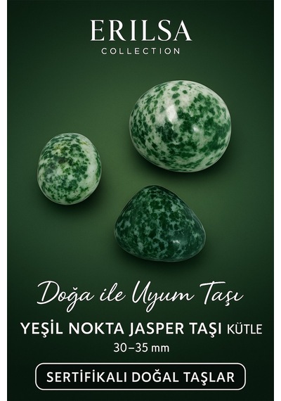 Sertifikalı Doğal Yeşil Nokta Jasper Taşı Kütle 30-35 Mm Doğa İ
