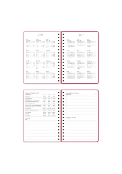 2026-2027 A5 Spiralli Akademik Haftalık Ajanda 16 Aylık - Baby Pink Çok Renkli