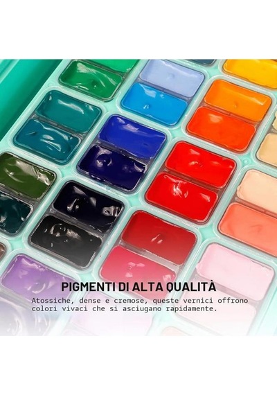 Hımı Twin Cup Gouache Set 48 Renk X 12 Gr Guaj Boya + 3 Fırça Green Case Karışık Renkli
