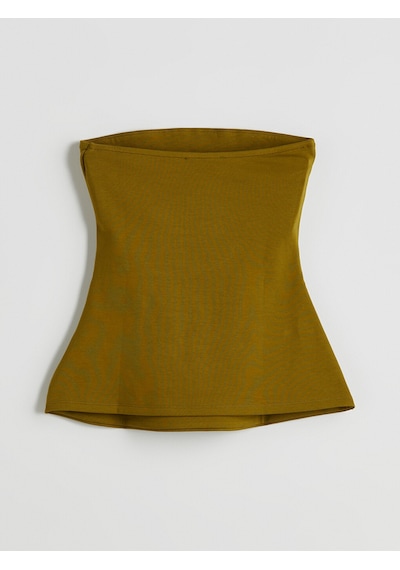 Lcw Vision Haki Straplez Yaka Peplum Bluz