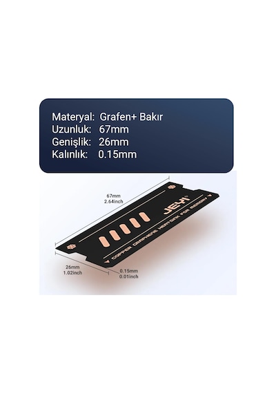 Nb-cg Laptop Ram Soğutucu, Bakır-grafen Heatsink, Ddr3 / Ddr4 / Ddr5 Sodımm İle Uyumlu, 2'li Pa Standart