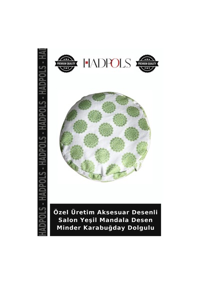 Özel Üretim Aksesuar Desenli Salon Yeşil Mandala Desen Minder Karabuğday Dolgulu