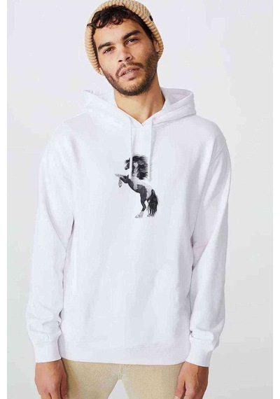Dream Horse Rubens Drawing 1 Baskılı Beyaz Erkek Örme Sweatshirt