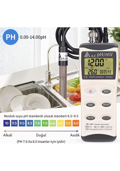 Az 8601 Tek Prob İle Ph Ve Orp Ölçer Bnc Bağlantılı