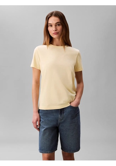 Calvin Klein Ss Monogram Crew Tee, 4my Sarı Kadın T-shirt