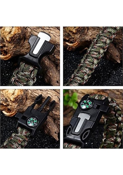 Acil Durum Taktiksel Paracord Hayatta Kalma Survival Bilekliği Haki