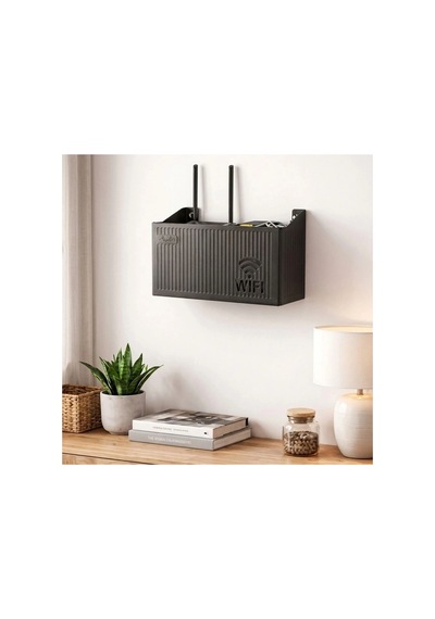 Duvar Tipi Wi-fi Modem Saklama Kutusu Siyah Kablo Düzenleyici Router Raf Organizer Bx40