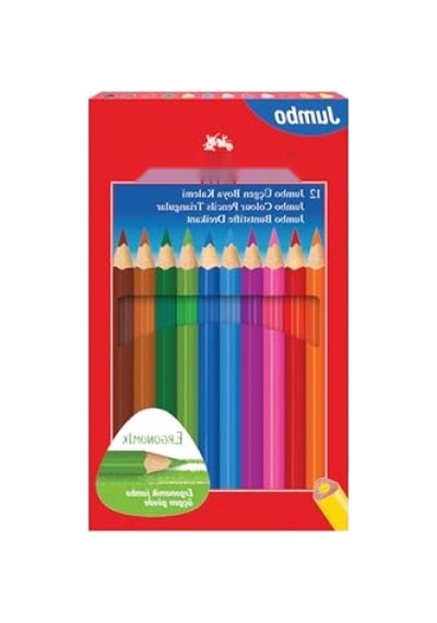 Jumbo Kuru Boya Kalemi Seti - 12 Renk, Ergonomik Tasarım 124-Pembe