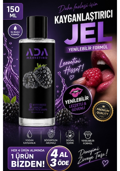 Yenilebilir Kayganlaştırıcı Jel 150 Ml Berry Fresh Aromalı Anal Kullanıma Uygun