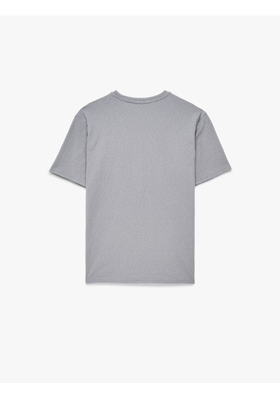 Koton Kısa Kollu Dokulu Bisiklet Yaka Slim Fit Tişört Gri 6sam10098mk