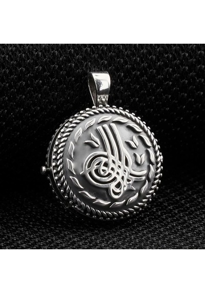 Takılingo 925 Ayar Gümüş Çift Taraflı Osmanlı Tuğralı Açılabilir Kolye Ucu Gümüş