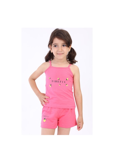 Toontoy Kids Toontoy Kız Bebek Arı Baskılı Şortlu Takım Fuşya