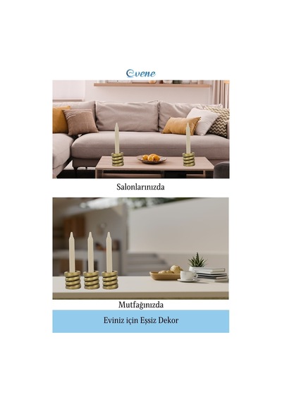 Mumluk Şamdan Tealight Ve İnce Mum Uyumlu Spiral Model - Altın Eskitme