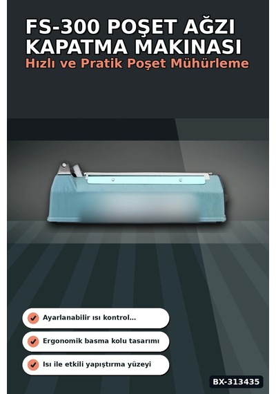 30 Cm Kaynaklı Alüminyum Gövdeli Poşet Ağzı Kapatma Makinası Fs-300 Isı Ayarı 8 Kademe Bx-313435