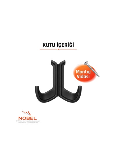 Marmaris Lüks Askı, Metal, Vestiyer Askı, 85 Gr, Dolap Askılık, Duvar Askılığı, Mat Siyah Vidalı