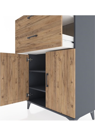 Hyperion Dolap 2 Raflı 2 Çekmeceli 2 Kapaklı 88x44x134 Antrasit-çam Antrasit Hyperion Dolap 2 Raflı 2 Çekmeceli 2 Kapaklı 88x44x134 Antrasit-çam Antrasit