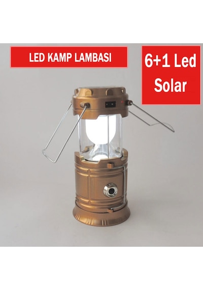 Solar Güneş Enerjisi Şarjlı Led Kamp Lambası Dağ El Feneri Küçük Altın N11.11158 Altın
