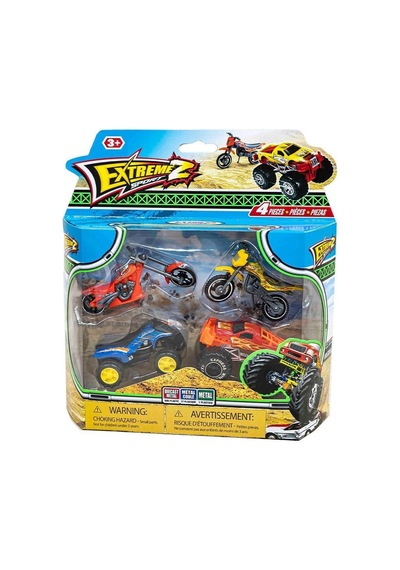 Express Wheels Animal Truck Ve Motosikletli Oyuncak Dörtlü Extreme Sporlar Seti Çok Renkli