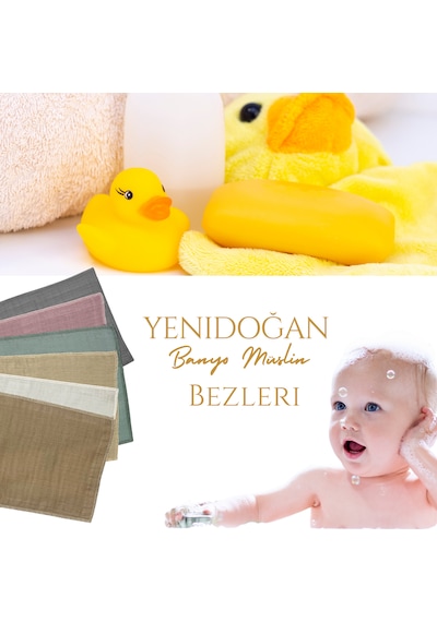 6lı Müslin Bebek Ağız Mendili Pamuklu Yumuşak Ağız Silme Bezi Çok Renkli