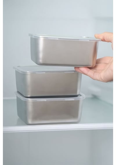 8 Adet 304 Çelik 550 Ml Yemek Meyve Et Buzdolabı Beslenme Saklama Kabı Mt107-8 Gri