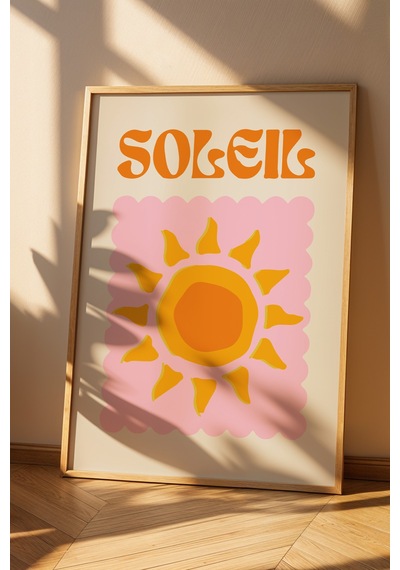 Soleil Pastel Renkli Dekoratif Poster Tablo Ahşap Çerçeveli