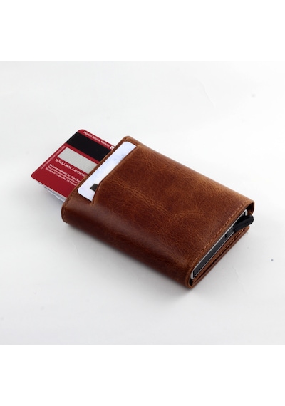 Ancora Leather Hakiki Deri Crazy Mekanizmalı Erkek Cüzdanı Taba