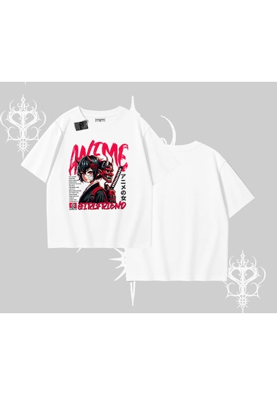 Tarzsokak Oversize Tshirt Anime Girlfriend Kırmızı Beyaz