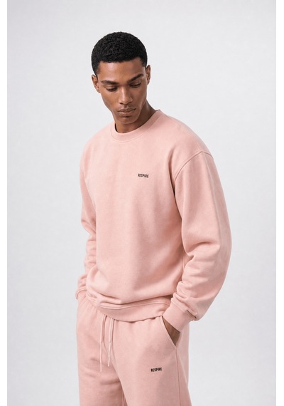 Erkek Respire Basic Oversize Sweatshirt Pembe