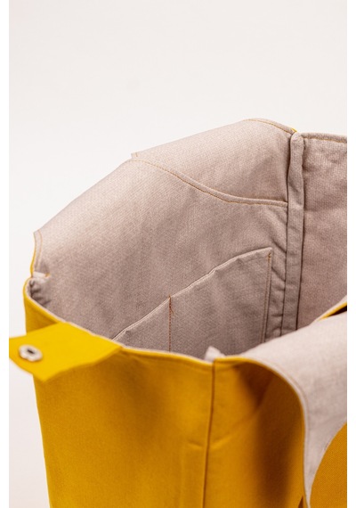 Fabric Craft Bag Omuz Çantası Duck Kumaş Astarlı Büyük Boy Günlük Tote Hardal