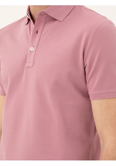 Gül Kurusu Slim Fit Polo Yaka Merserize T-shirt Pembe