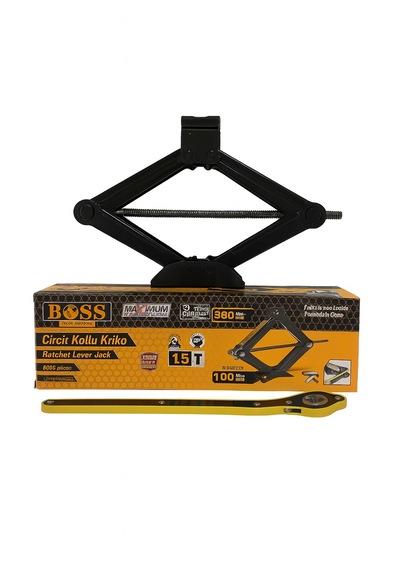 Boss 1.5 Ton Cırcır Kollu Oto Krikosu - Mekanik Araç Krikosu Min 100 Mm Max :390 Mm