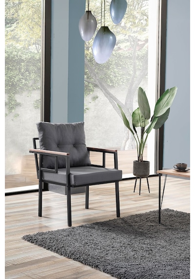 Evdemo Saye Metal Bahçe Balkon Oturma Takımı 2+1+1+orta Sehpa Antrasit Antrasit