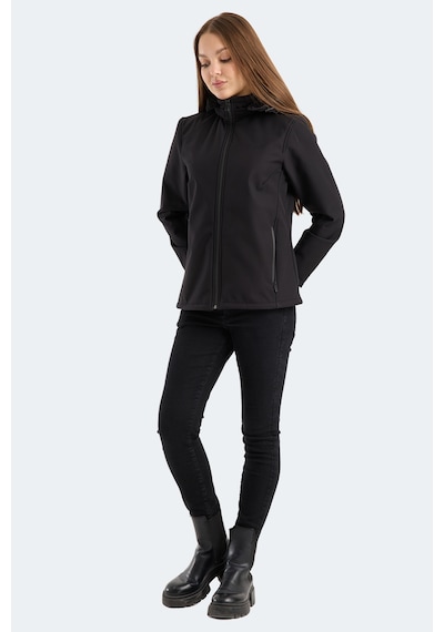 Slazenger Heat Control Kadın Çıkarılabilir Kapüşonlu Siyah Mont & Kaban Siyah