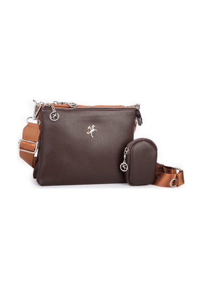 Nas Bag Mini Kadın 3 Gözlü Cüzdanlı Günlük Çapraz Çanta Kahve Taba Lopez