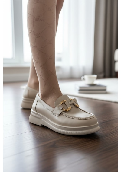 Enoch Kadın Bej Gold Köprü Tokalı Comfort Tabanlı Şehir Loafer Ten