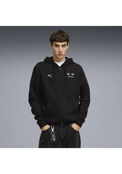Puma Bmw Mms Ess Fleece Jacket Siyah Erkek Fermuarlı Kapüşonlu Sweatshirt