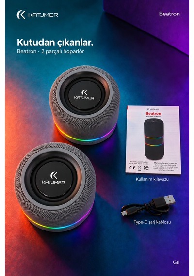 Spbtrn-001 Beatron Manyetik Ayrılabilir Bluetooth 5.4 Hoparlör 2 5 W, Tws, Tf Kart, Işıklı Gümüş