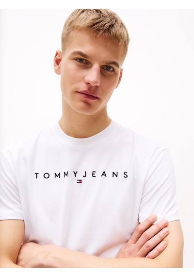 Tommy Hilfiger Erkek Marka Logolu Organik Pamuklu Bisiklet Yakalı Günlük Kullanıma Uygun Beyaz T-shirt Dm0dm20744 Ybr