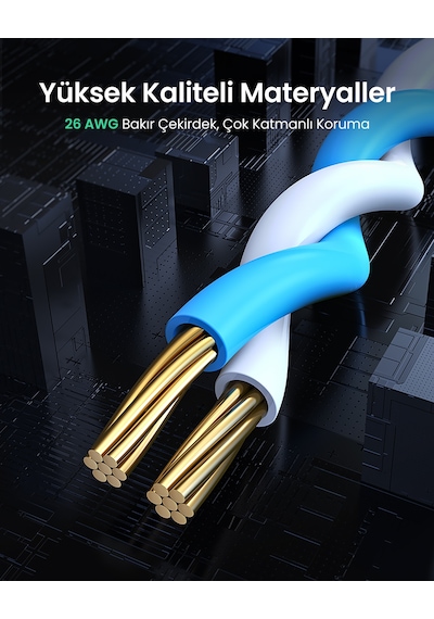 Ugreen Cat6 Ethernet Kablosu, 1 Metre, Siyah, 20159