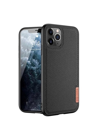 Dux Ducis Fino Serisi Apple iPhone Uyumlu iPhone 11 Pro 5.8inç Kılıf Premium Dokuma Silikon Kılıf- 5775 Siyah